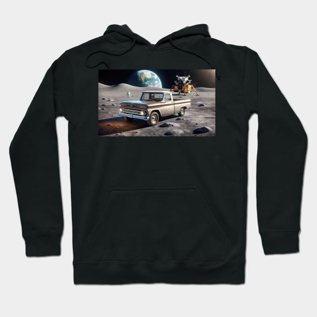 1963 Chevrolet C10 on the Moon Hoodie by NebulaWave